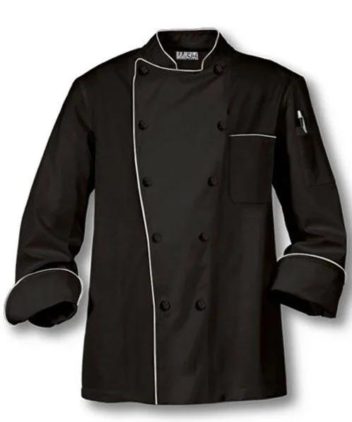 100% Cotton Black Twill Chef Coat for Hotel Use Professional Restaurant Uniforms