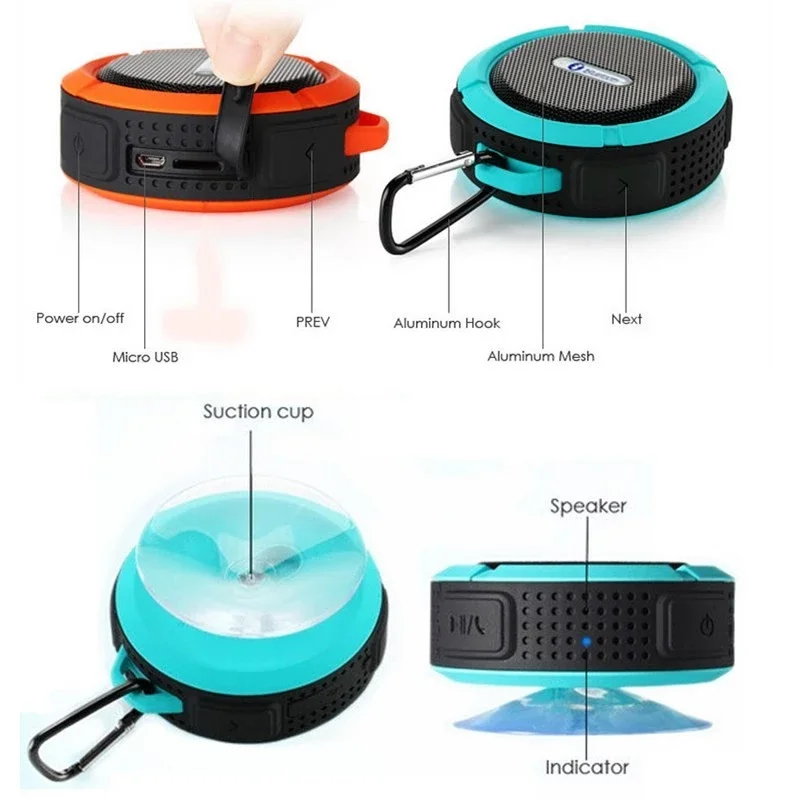 C6 активная акустическая система беспроводной bluetooth динамик с микрофоном водонепроницаемые MP3 музыкальный проигрыватель Blue tooth душевой