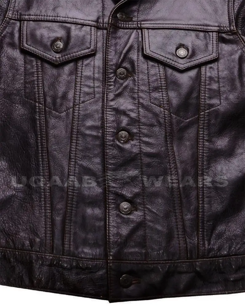 Mens Classic Denim Jeans Style Western Trucker Real Leather Casual Jacket All time Favorite Denim Leather Fashion Jacket OEM ODM