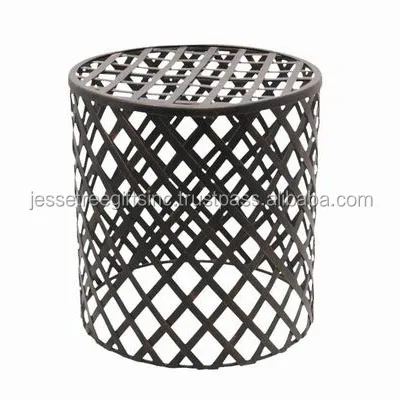 Modern Metal Accent Coffee Table With Round Glass Top Black Color For Garden & Living Room Medium
