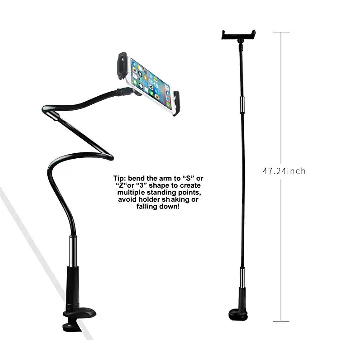 
Licheers Universal double adjustable Lazy Arm Long Arm Flexible Mobile Phone Tablet Holder Mount Desktop Clip 