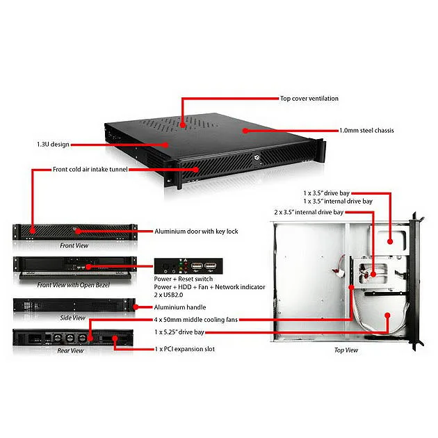 
1.3U Rack mount chassis 