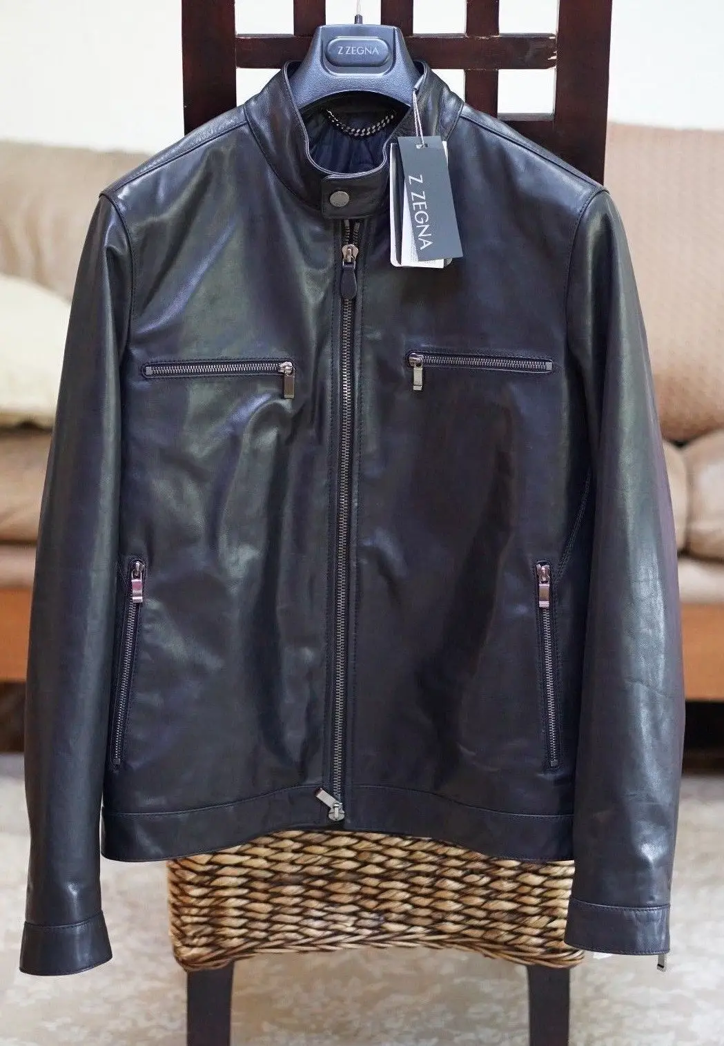 
Proelite Black Leather Motorcycle Jacket 