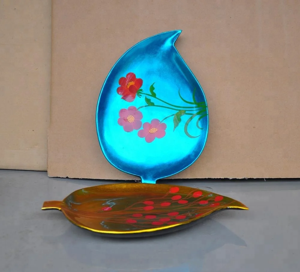 Best quality multicolor lacquer plate with leaves/oval shaped made in Vietnam