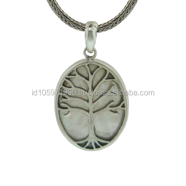 
Bali Silver Tree of Life Pendant with Mother of Pearl 