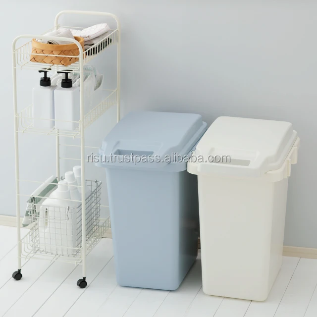 RISU Functional and Rectangle Diaper connectable trash can with rubber packing for deodorizing effect , with plastic bag holder
