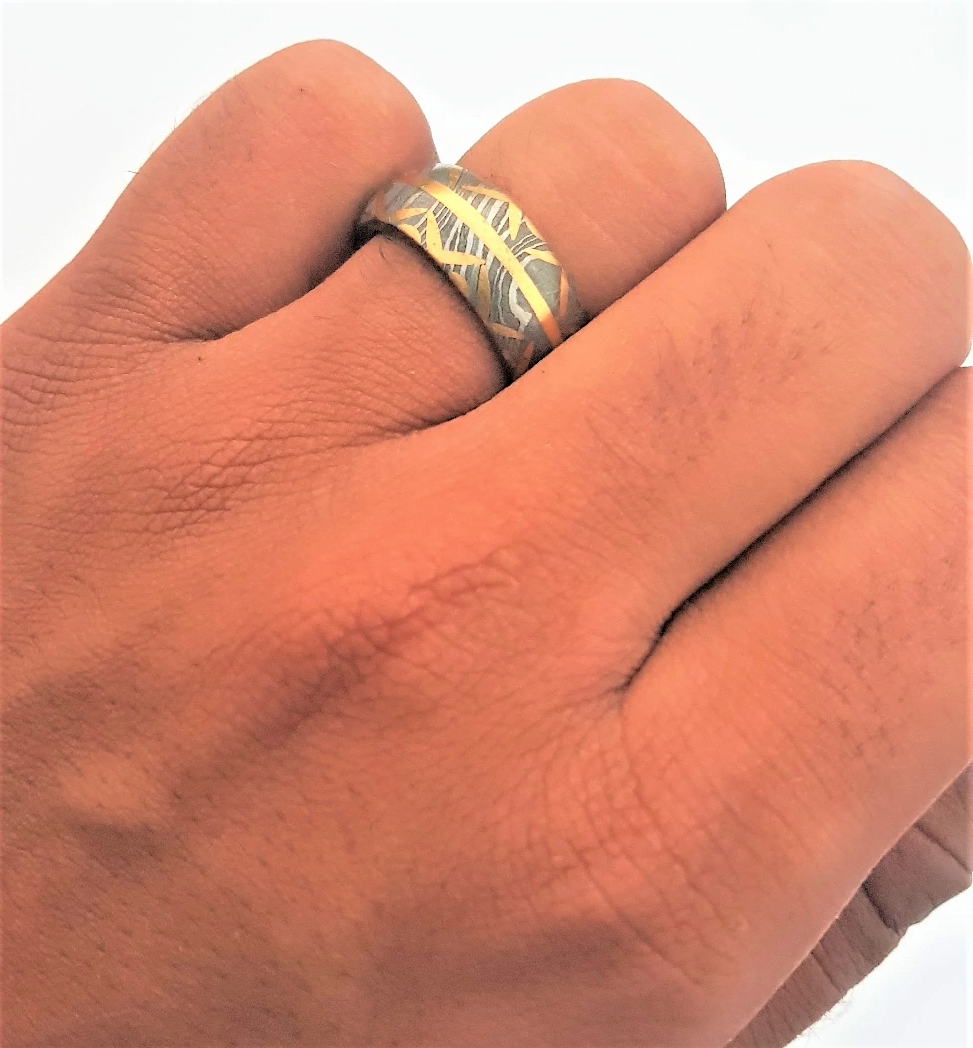 Modern Damascus Steel Ring Wedding Ring