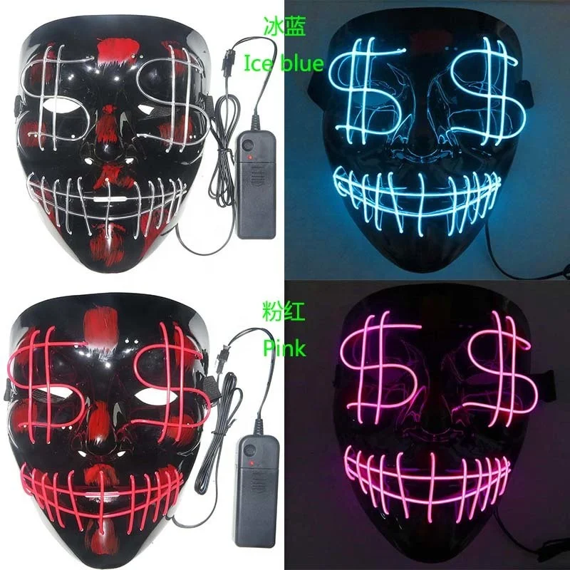 Светящаяся светодиодная маска доллара на Хэллоуин Рождество