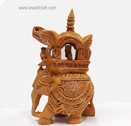 WOODEN AMBABARI ELEPHANT WITH HOWDAH