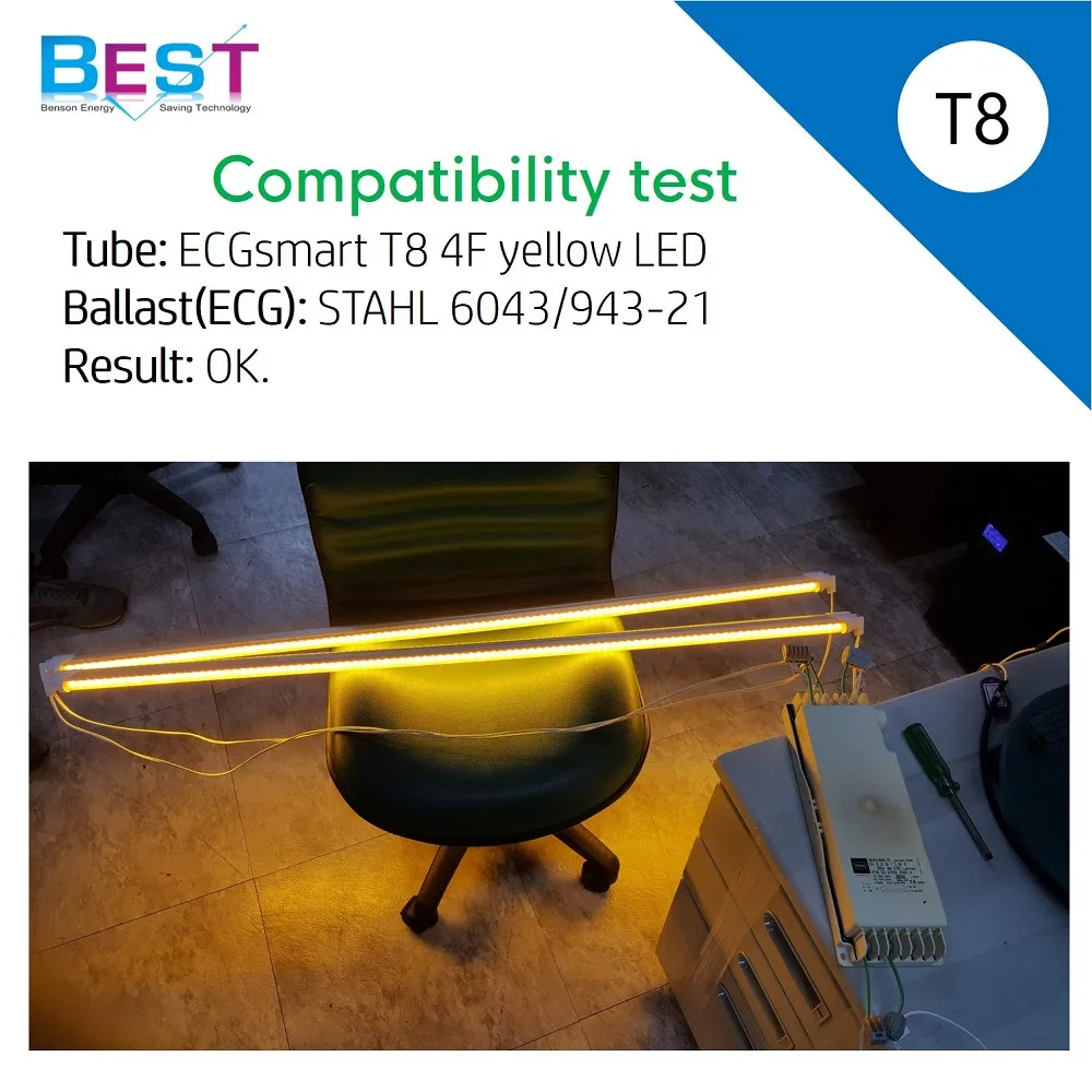 
Double end LED T8 lamp work with electronic ballast in EXLUX explosion-proof linear luminaire 6001 series 