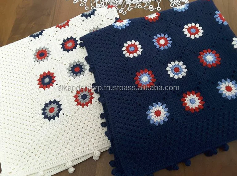 
Crochet Handmade Baby Blanket with matching cap and socks 