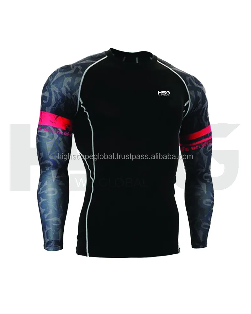 MMA Rash Guards Tops Custom Compression Shirts Long Sleeve Sublimation Shirt RashGuard for Men