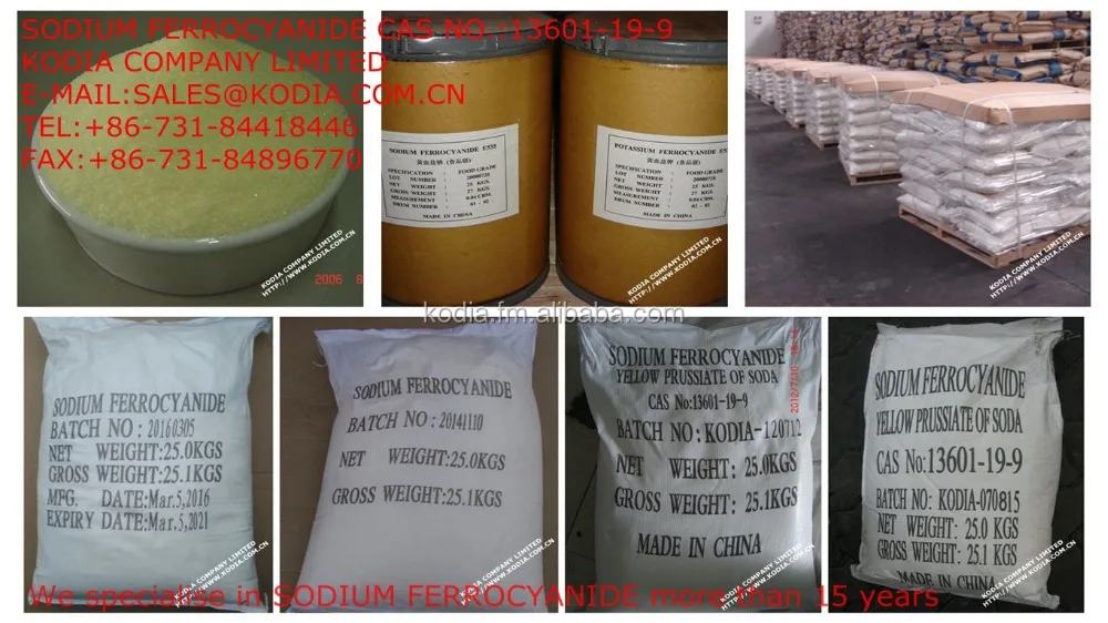 99% Sodium Ferrocyanide / Yellow Prussiate of soda CAS No.: 13601-19-9