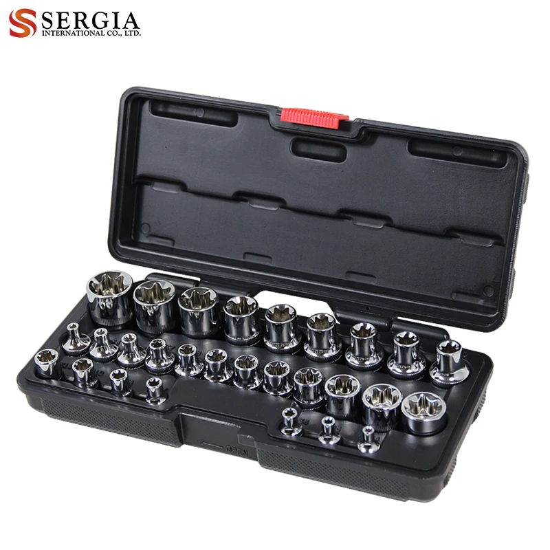 TAIWAN 28Pcs 1/2 3/8 1/4 inch E-Type Socket Set
