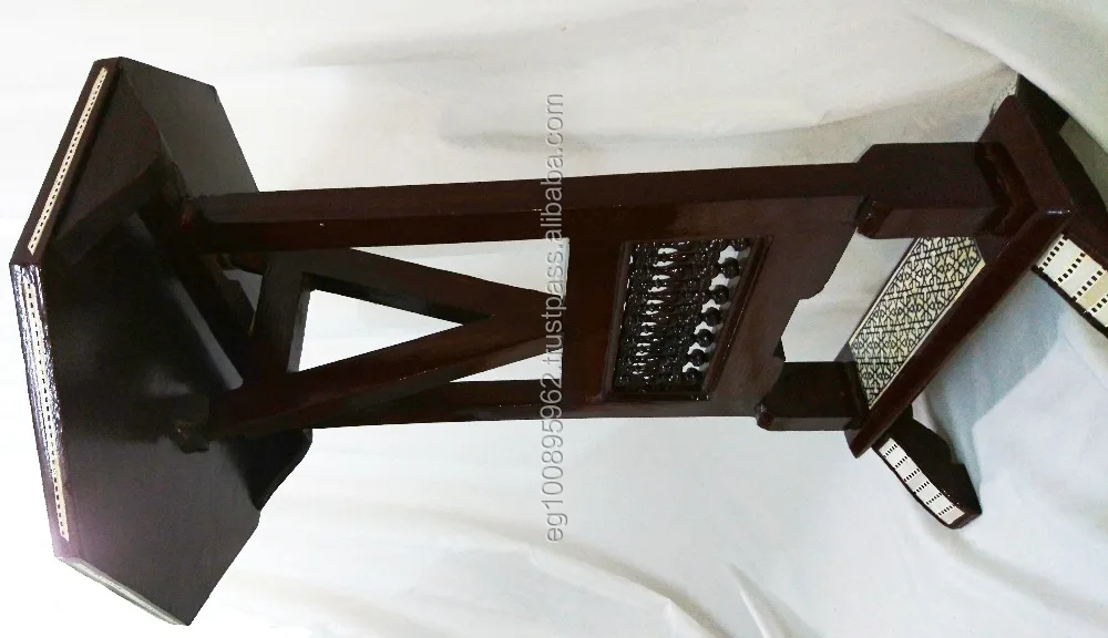 W111 Brown Mother Of Pearl Egyptian Folding Wood Octagonal End Coffee Table