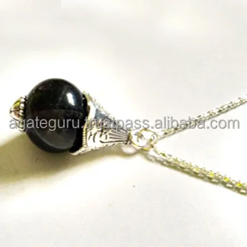 Crystal Black Obsidian Fancy Ball Necklace Wholesale Crystal Healing Engraved Usui Reiki Symbols Gemstone Positive Energy