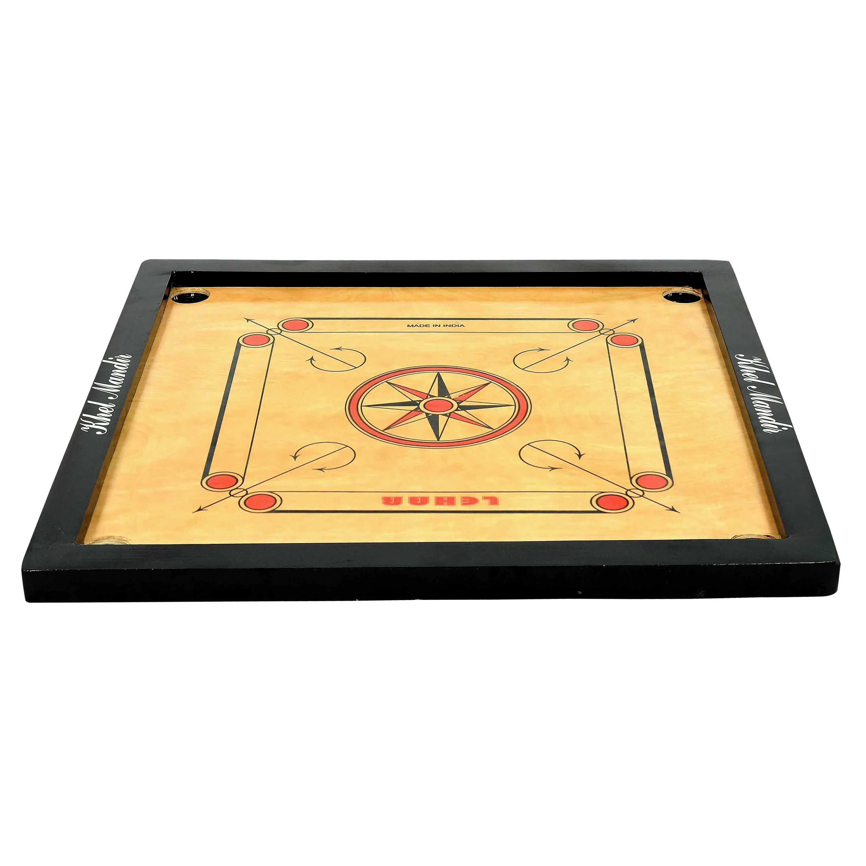 Natural wooden carrom board 4 mm plywood playing surface 29 x 29 inches hardwood border gloss coating
