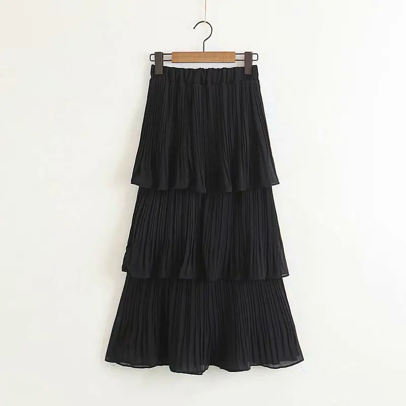 Новая женская модная однотонная плиссированная летняя юбка с многослойной строчкой
