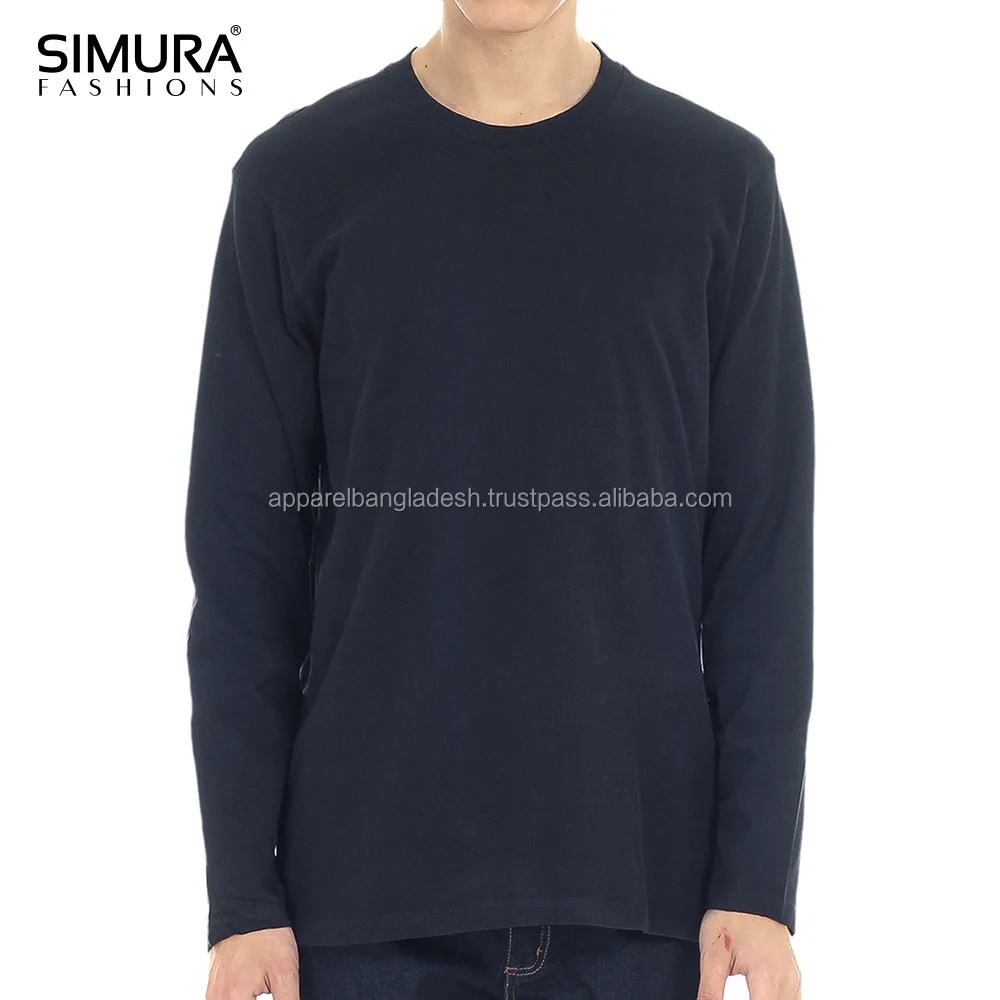  100% хлопок стандартное качество однотонная Джерси повседневная одежда мужская футболка с длинным рукавом платье