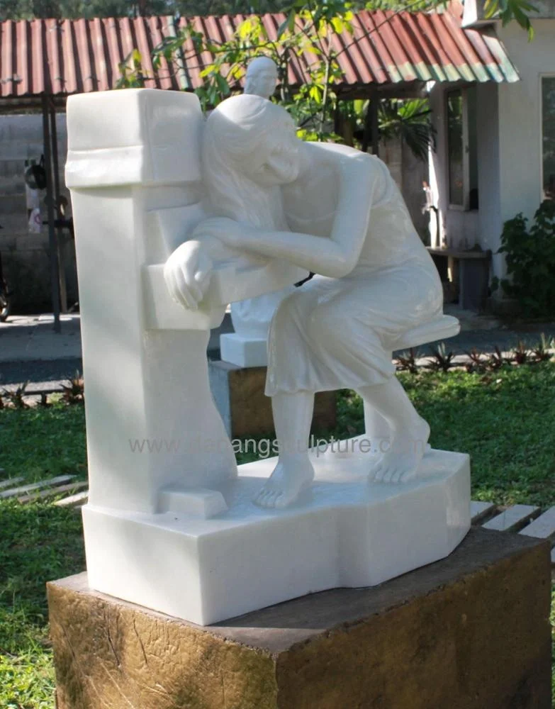 Индивидуальные украшения из камня резьба и скульптуры красивая Спящая молодая девушка сад каменная статуя