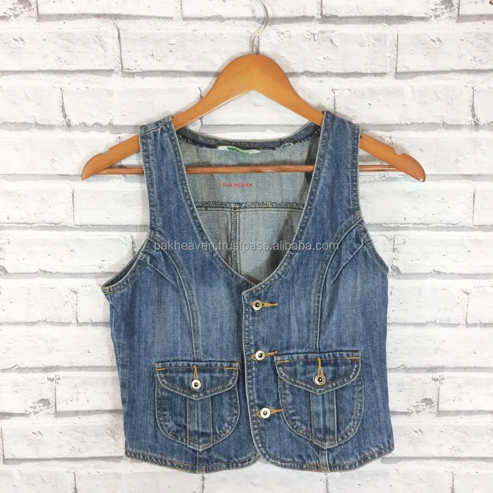 Укороченный джинсовый жилет на заказ с мехом, джинсовый жилет с боковой кружевной кожаной отделкой, джинсовый жилет