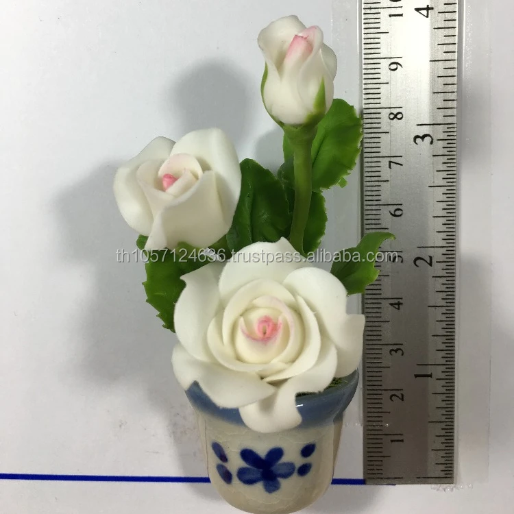 Refrigerator Fridge magnet  Decorative , gift Mini  Flowers in pot handcraft Thailand