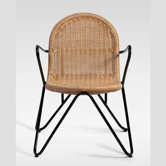 Leisure Rattan Wicker Chair with Metal Legs for Living Room Furniture