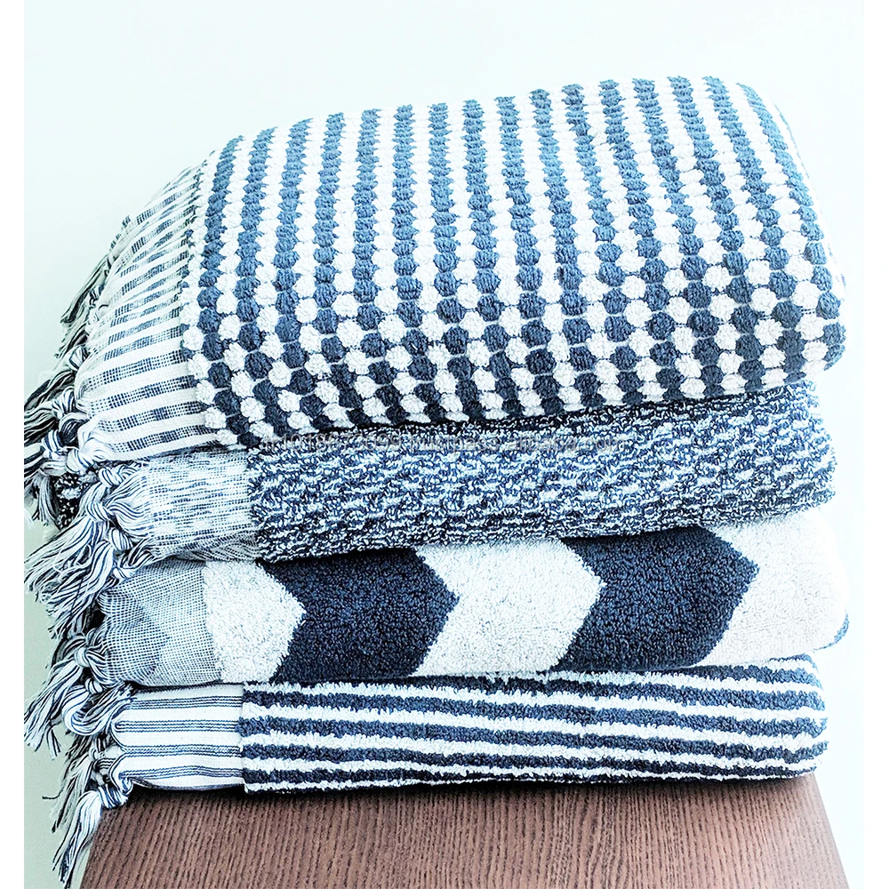 KAOS Navy Turkish Towel Handloomed Luxury Turkish Towels Handmade Artisanal 100% Cotton Traditional Production Unique High End