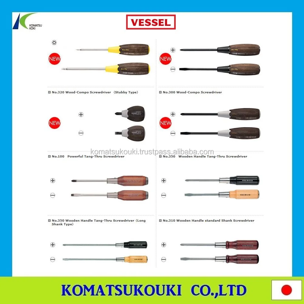 Best-selling Japan VESSEL Hand tools Wooden Handle S/D screwdriver