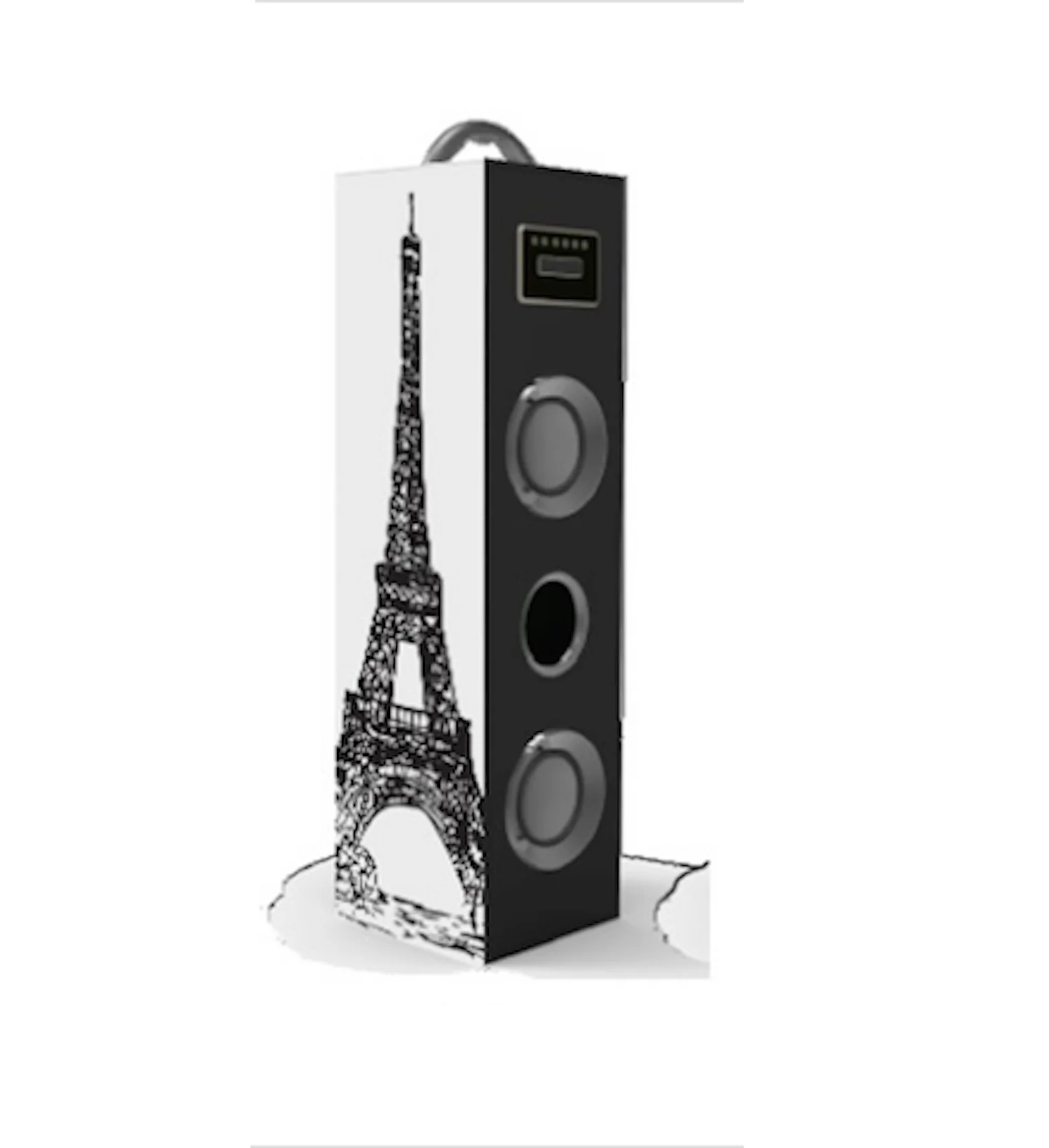 CT-8238 MP3 Playback USB SD Card Slots MDF Wooden Speakers 5W x 2 Portable Sound Box Wood Tower Speaker