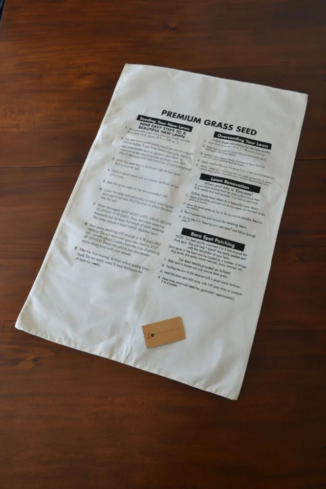 
Grass Seed Packaging Bag made with 100% Cotton. Printed 