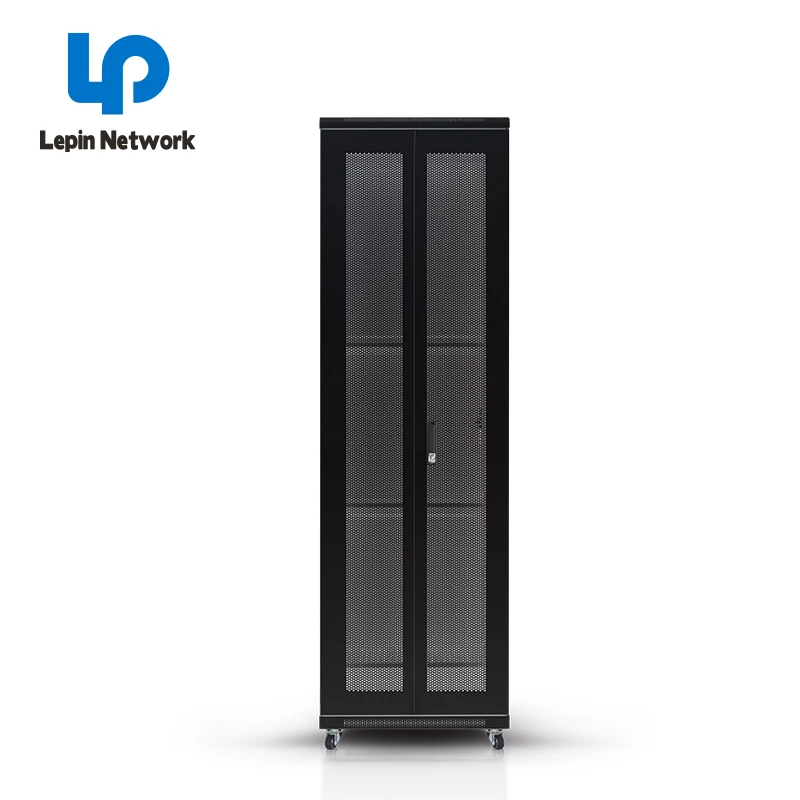 ningbo lepin china factory 42u glass door server rack network cabinet black Perforated door smart rack cold aisle containment