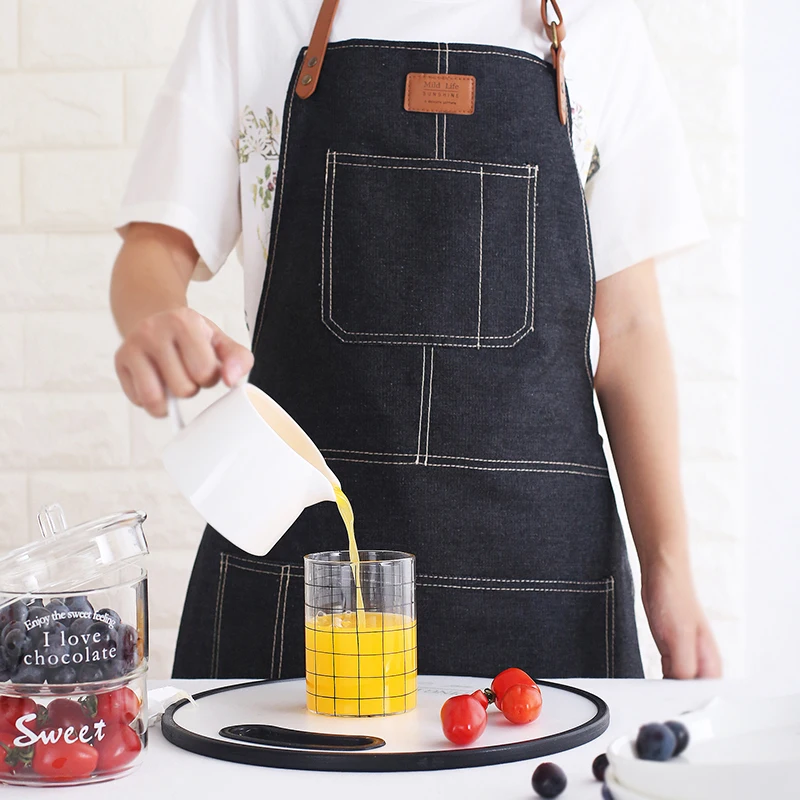 2020 Hot Products Custom Cooking Kitchen Barber Cotton Fabric Denim Garden Welding Leather Fashion Apron