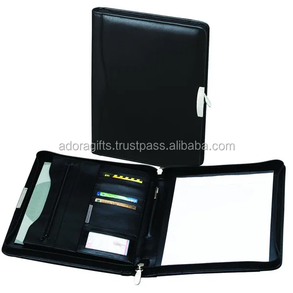 Pu leather folder portfolio with calculator holder / eco-friendly file folder style portfolio / hanging file folder bag