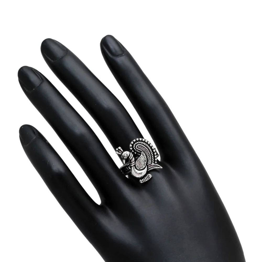 Silver Color Oxidised Birds Design Ring For Girls & Women