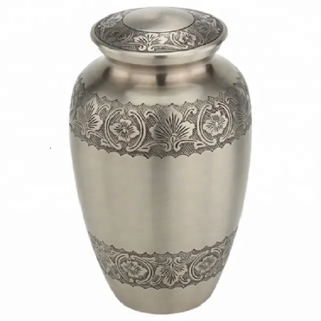 Black & Gold Brass Metal Urn  Cremation Urn for Human Ashes - Hand Made in Brass and Hand Engraved - Fits the Cremated Remains