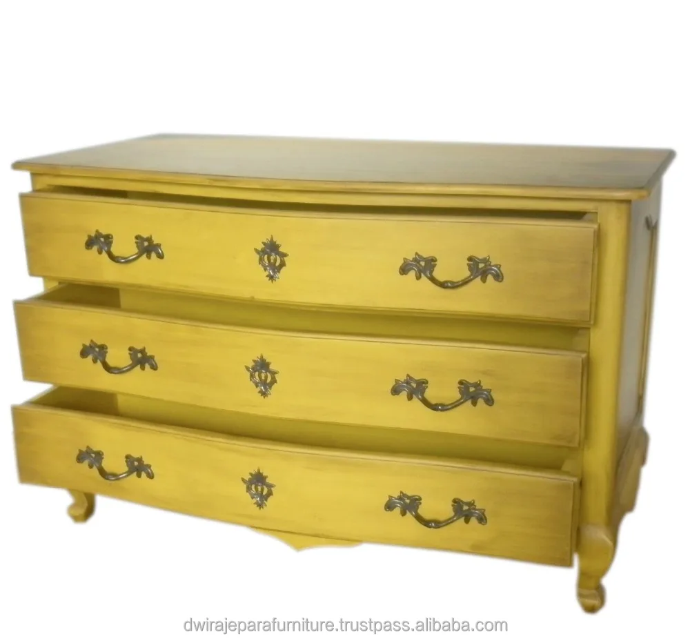 Furniture of French Yellow Bombay Cabinet 3 Drawers Furniture Made by Dwira Jepara Indonesia Furniture Manufacturer