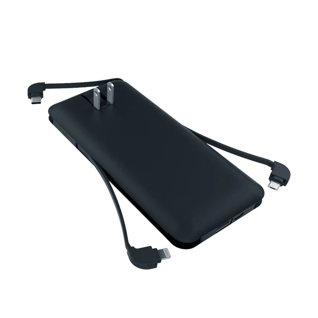 Battery Charger 10000mAh AC power banks battery powerbank power bank with built in cable UUTEK RSQ3-A