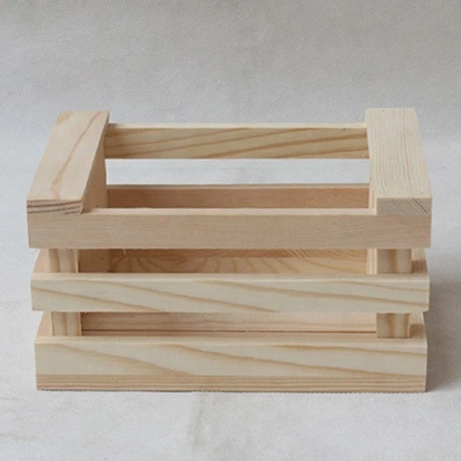 Wooden collapsible Storage boxes crates for stacking (wood, 3 units)