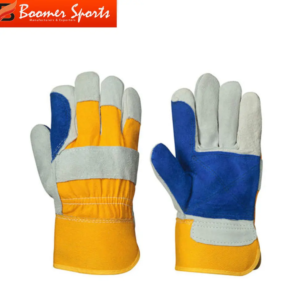 Cowhide leather safety gloves/ safety working gloves/ leather safety gloves