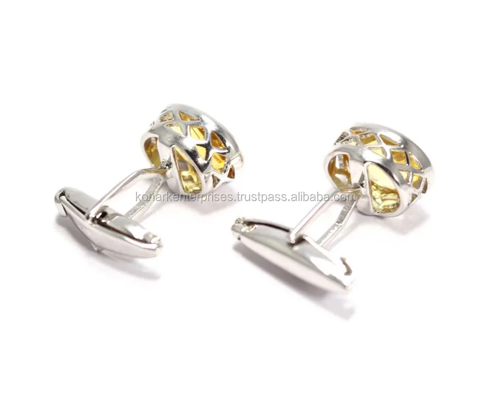 Граненые золотые топазы 925, оптовая продажа, запонки из стерлингового серебра с драгоценными камнями, мужские ювелирные изделия