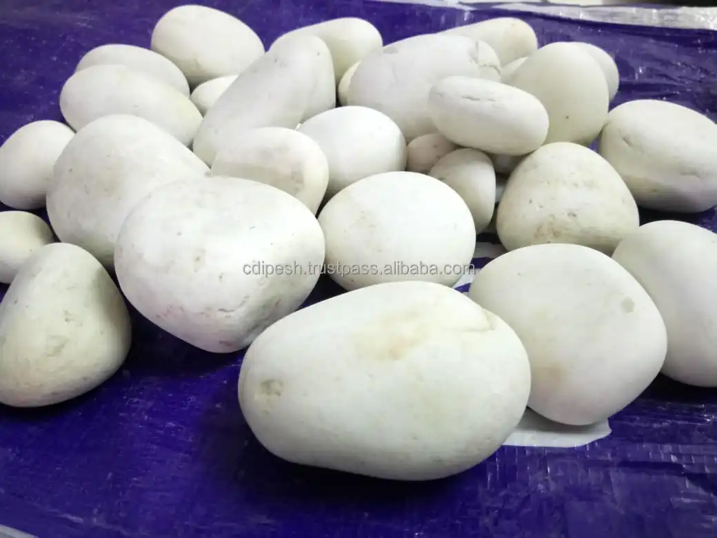 river cobbles and pebbles white tumble and rough rock stone for garden and exterior landscaping decoration used