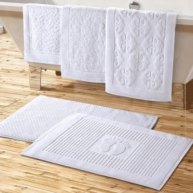 100% Cotton Terry Bath mats with Greek Border Design