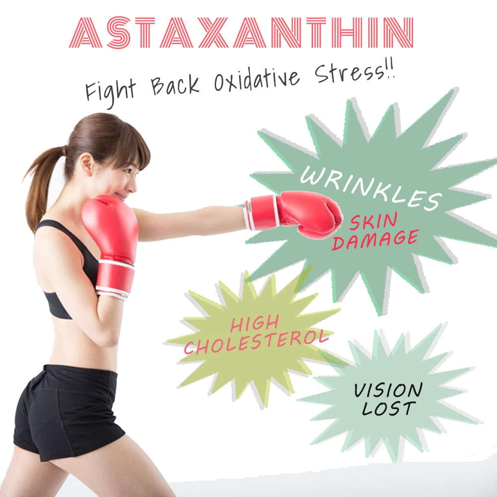 
100% natural Astaxanthin capsules red algae, DHA and Coenzime Q10 made in Japan, antioxidant, immune system, OEM available 