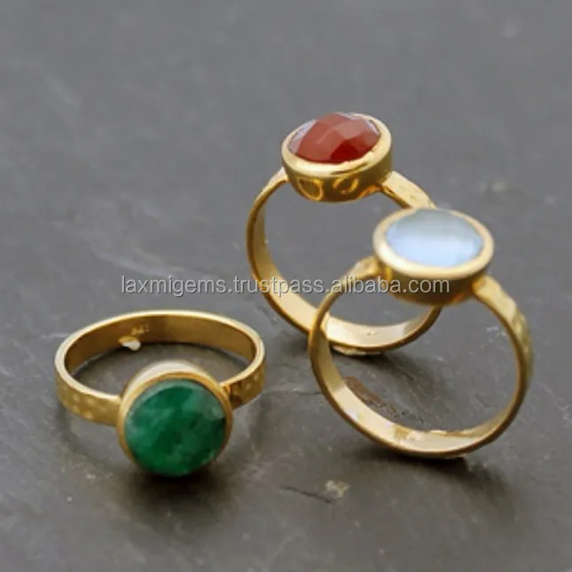 Natural Gemstone in faceted round shaped wholesale 925 sterling silver rings jewelry