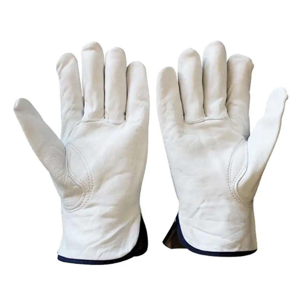 Gray A Grade Grain Goatskin Leather Mechanic Work / Driver Gloves Customized Logo Wholesale Factory Price Safety Gloves
