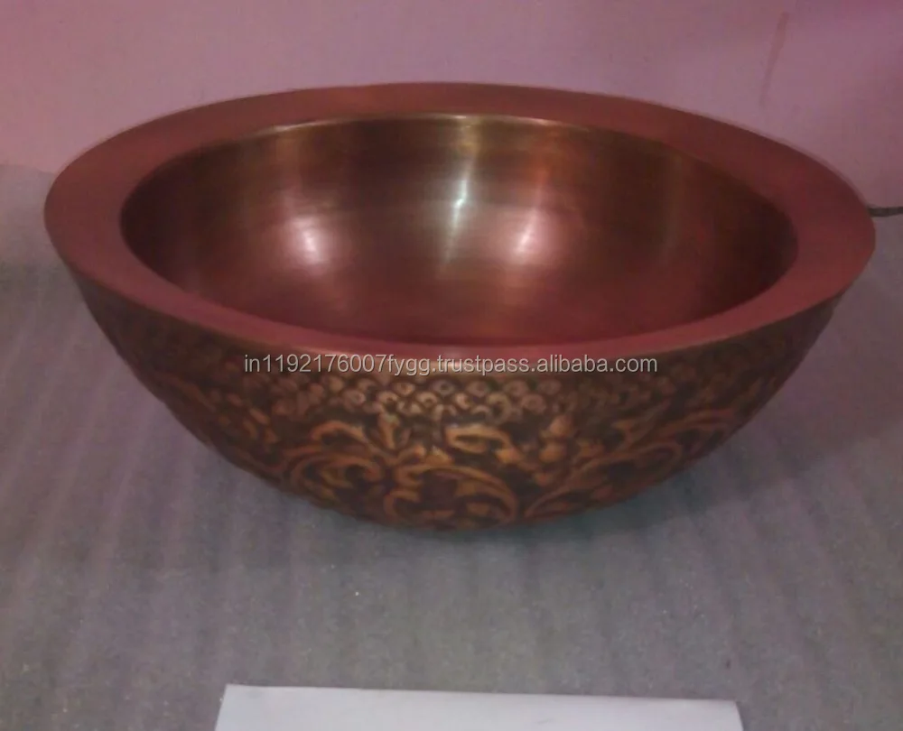 Double walled Copper Sinks for Bathroom Classic Stylish Handmade Copper Kitchen Double Wall Sink at cheap Price