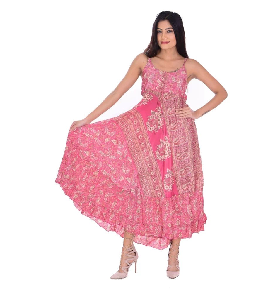 Индийская Женская одежда ручной работы сари шелковое платье-спагетти