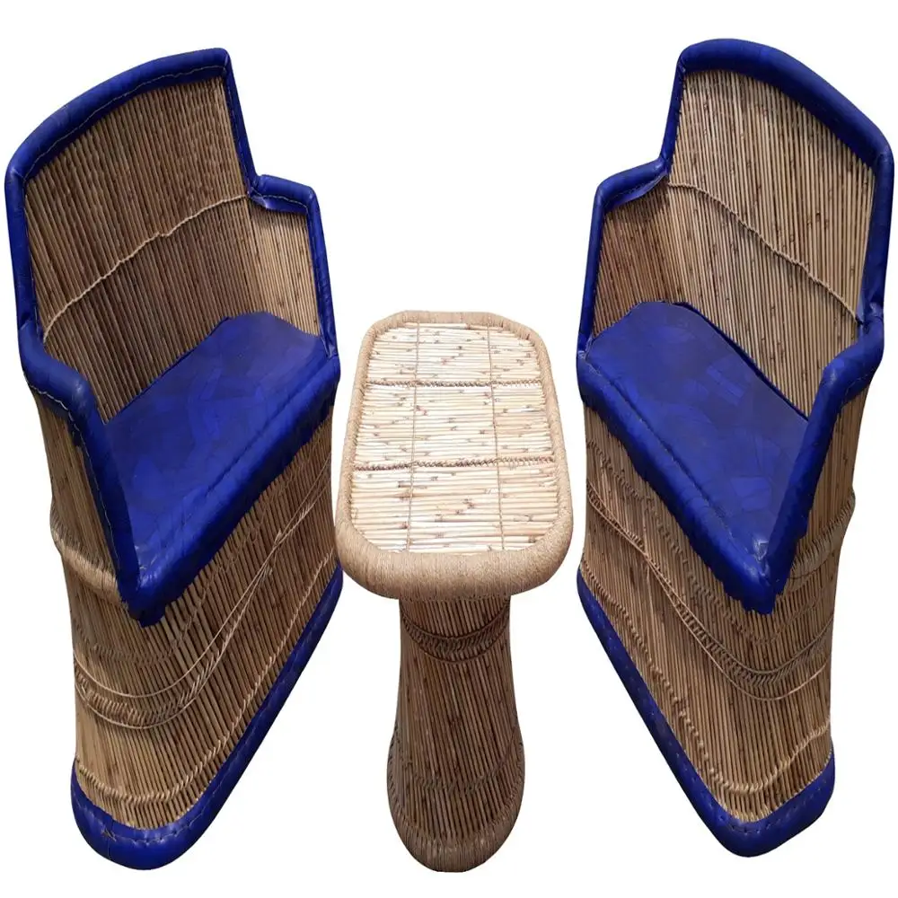 Stylish Restaurant Garden Set 2 Sofas Table Furniture Rattan Bamboo Hotel Restaurant Poolside gardensets Lawn Patio Natural