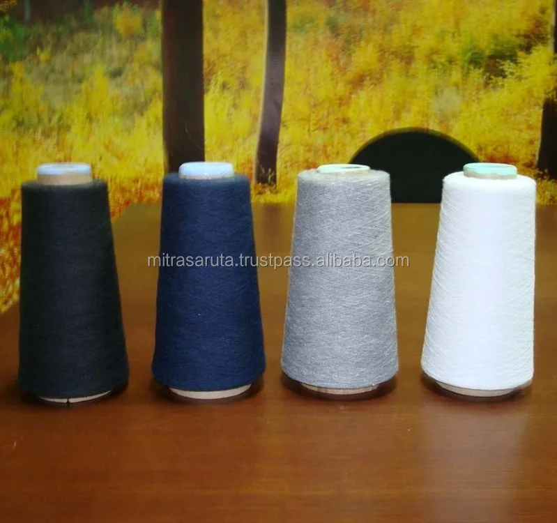 Recycled Cotton NE 12s-20s Blended Yarn Polyester Dyed Yarn for Knitting Socks Weaving Eco-Friendly Color Yarn Waxed Feature